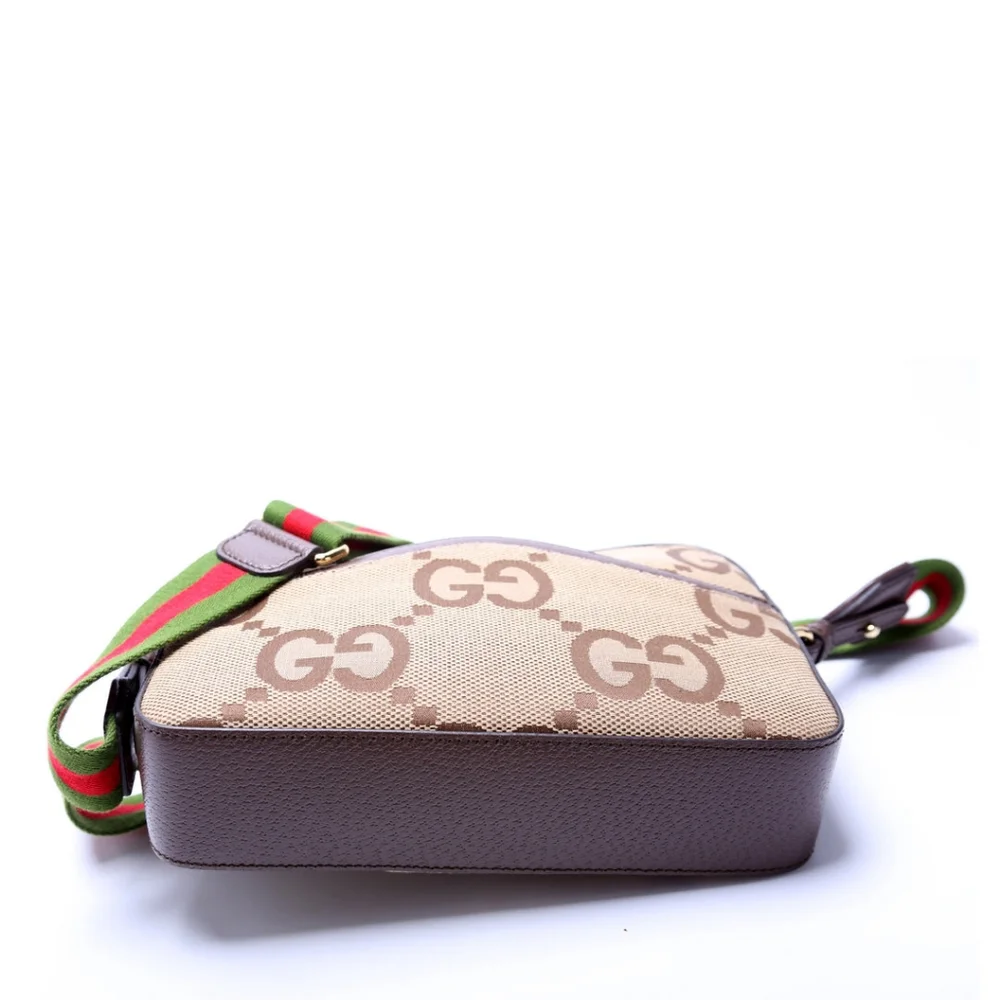 Gucci Beige & Brown Jumbo GG Messenger Bag